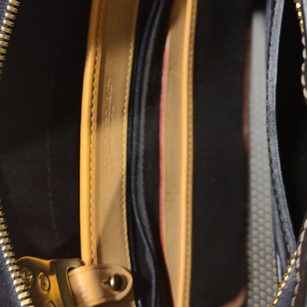 Dooney & Bourke Brown and Gold Perforated Leather Shoulder Bag - Picture 9 of 15